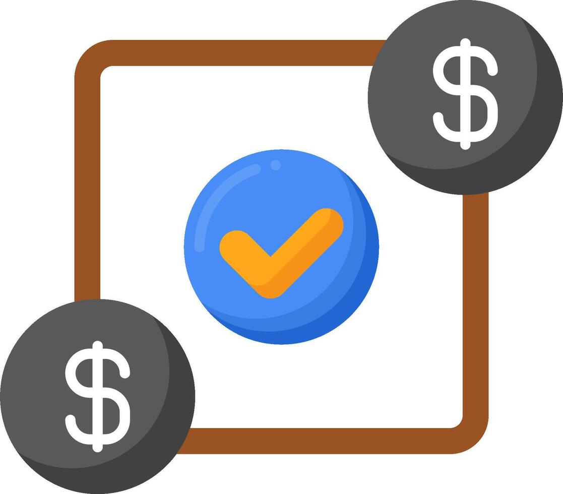 A check mark and dollar sign with a check mark vector