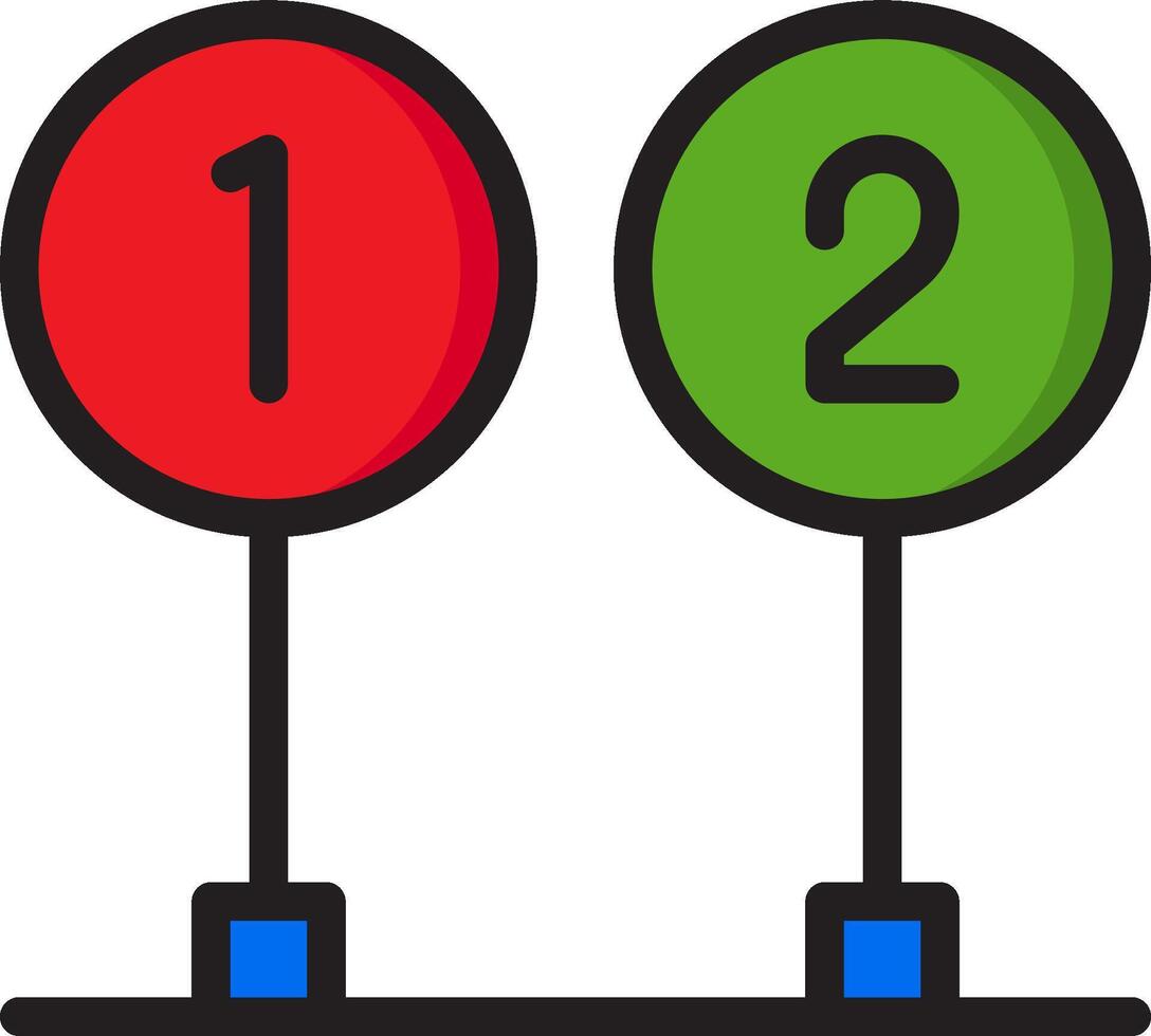 Two red and green traffic lights with numbers on them vector