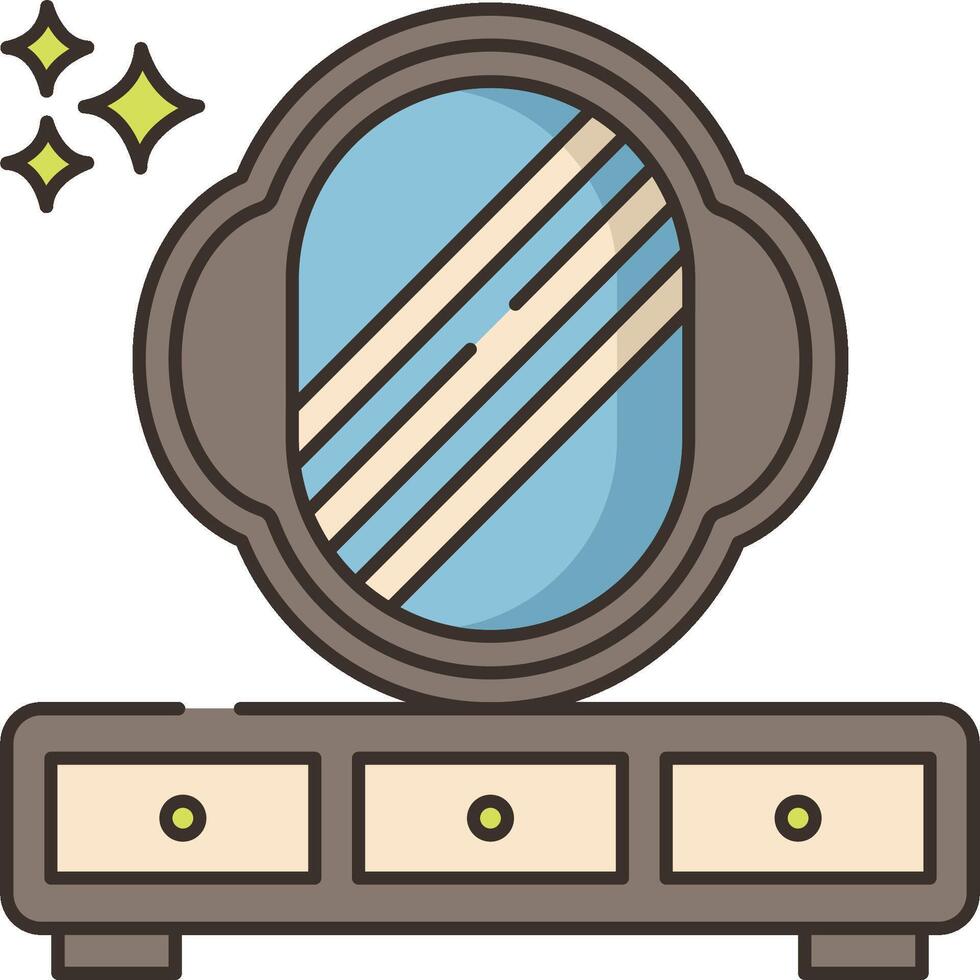 A mirror with a dresser and a star vector