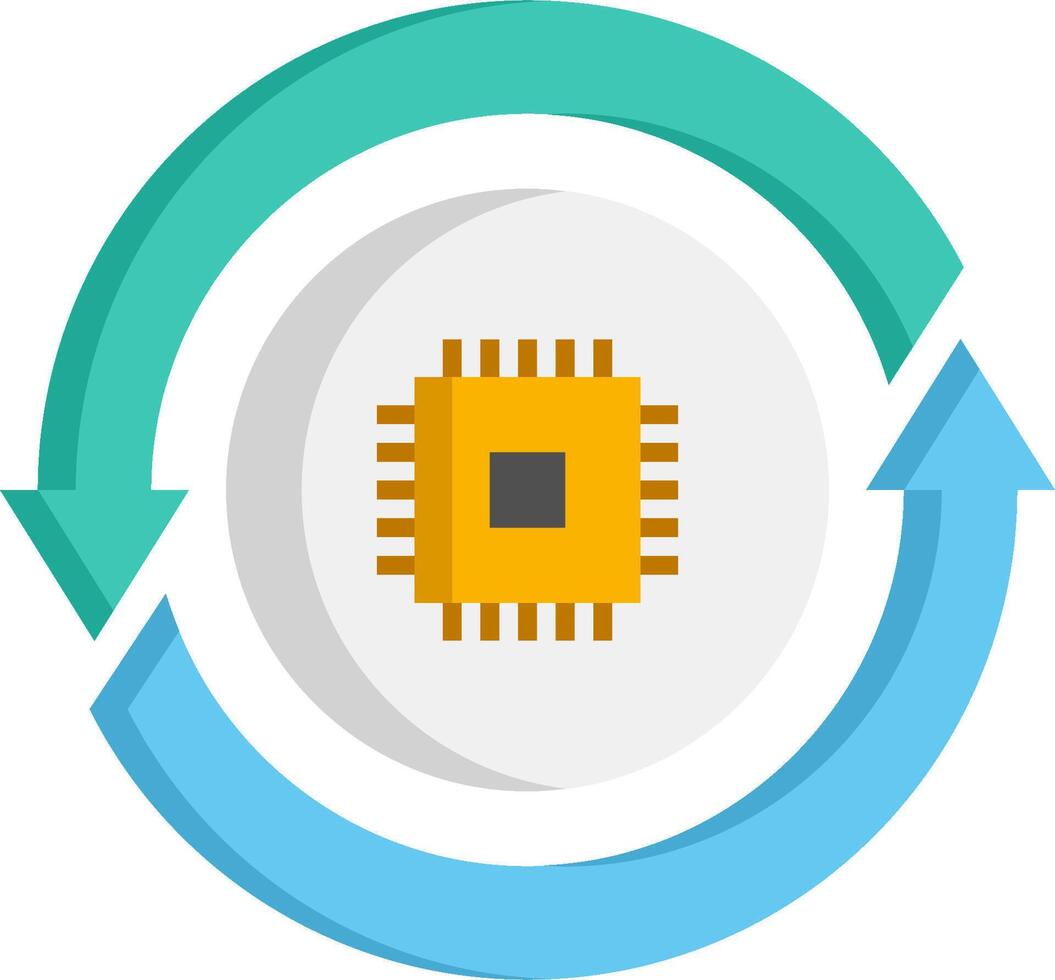 A flat icon of a computer chip vector
