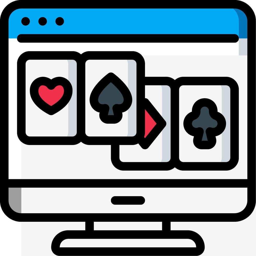 A computer screen with a card game on it vector