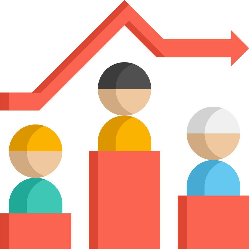 People are standing on a red box with an arrow going up vector