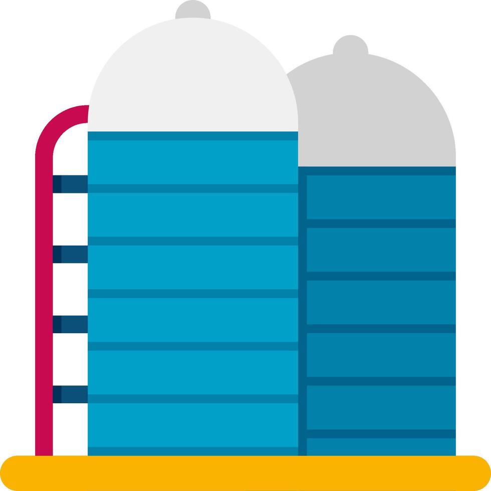 A blue and yellow silo with a red and yellow valve vector