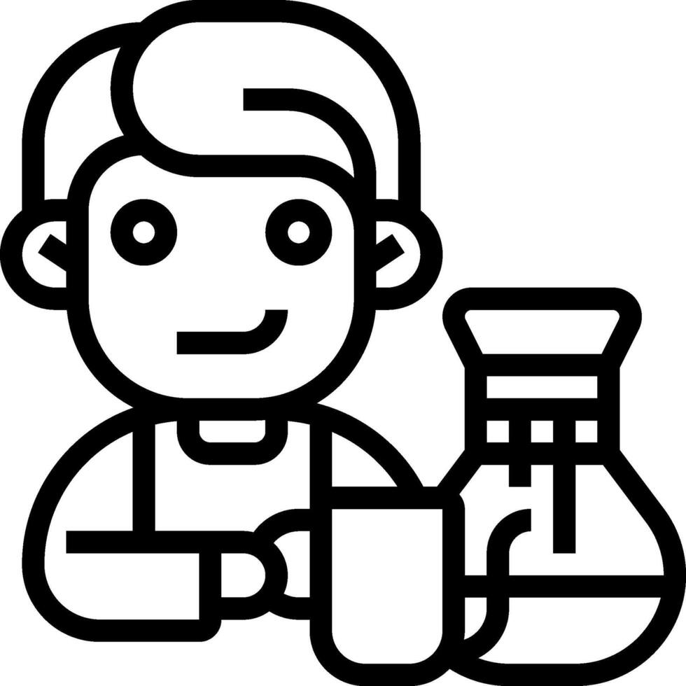 A man holding a coffee pot and a cup vector