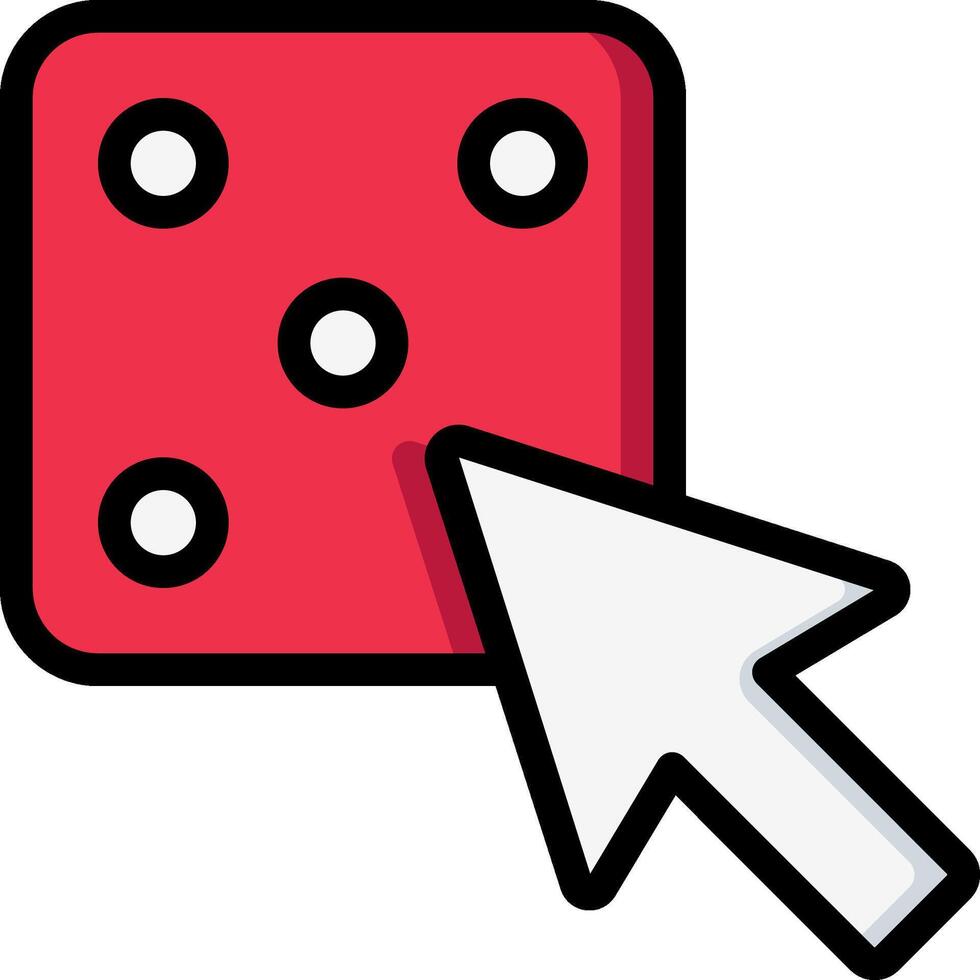 A red dice with a white arrow pointing to it vector