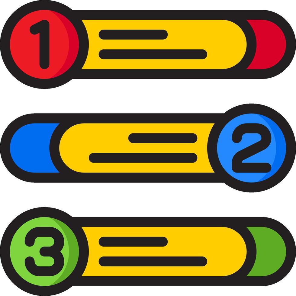 Three colored buttons with numbers on them vector