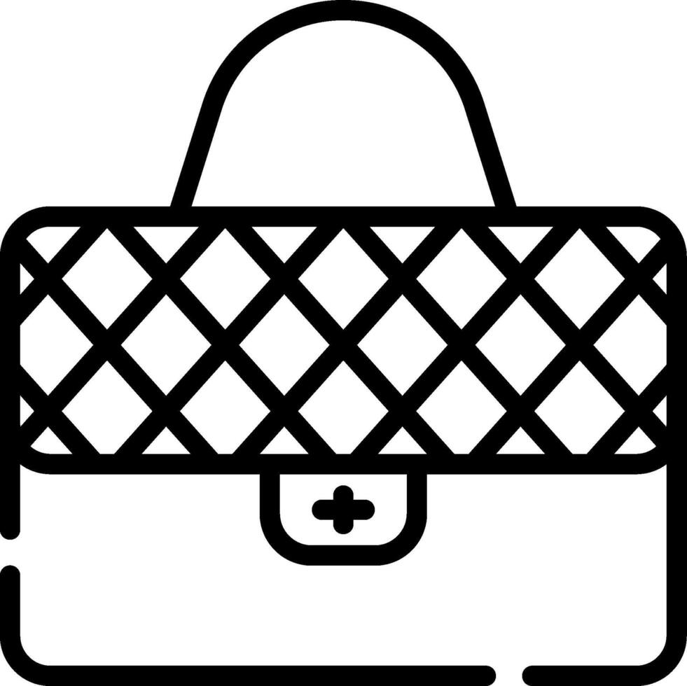 A black and white illustration of a handbag vector