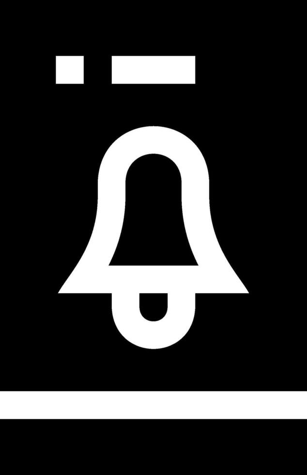 A black and white icon of a bell vector