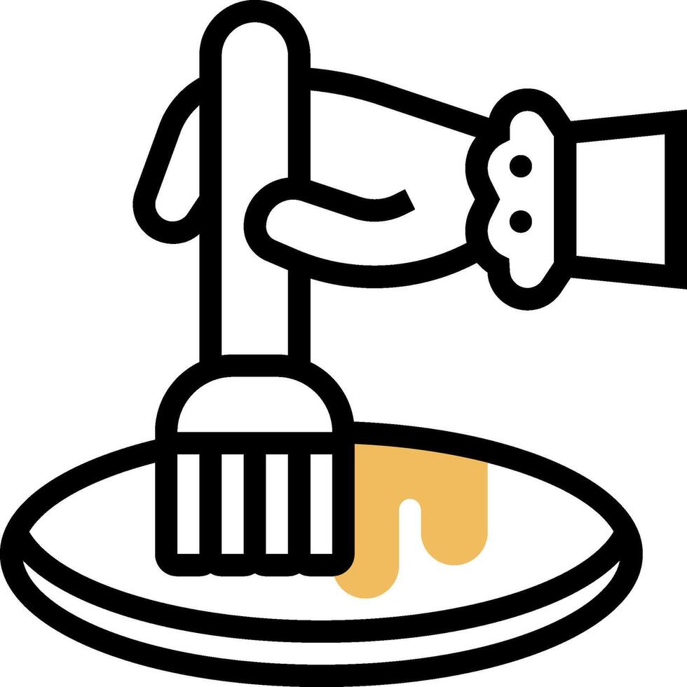 A hand holding a spatula and a plate with food vector