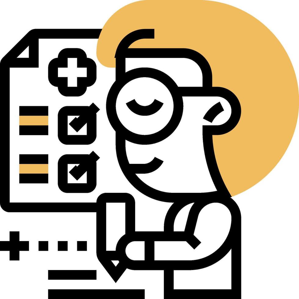 A man with glasses and a pen is writing on a checklist vector