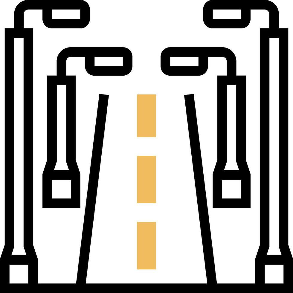 A road with two lanes and a yellow line vector