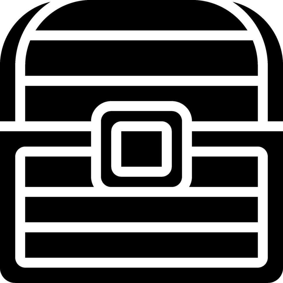 A black and white icon of a chest vector