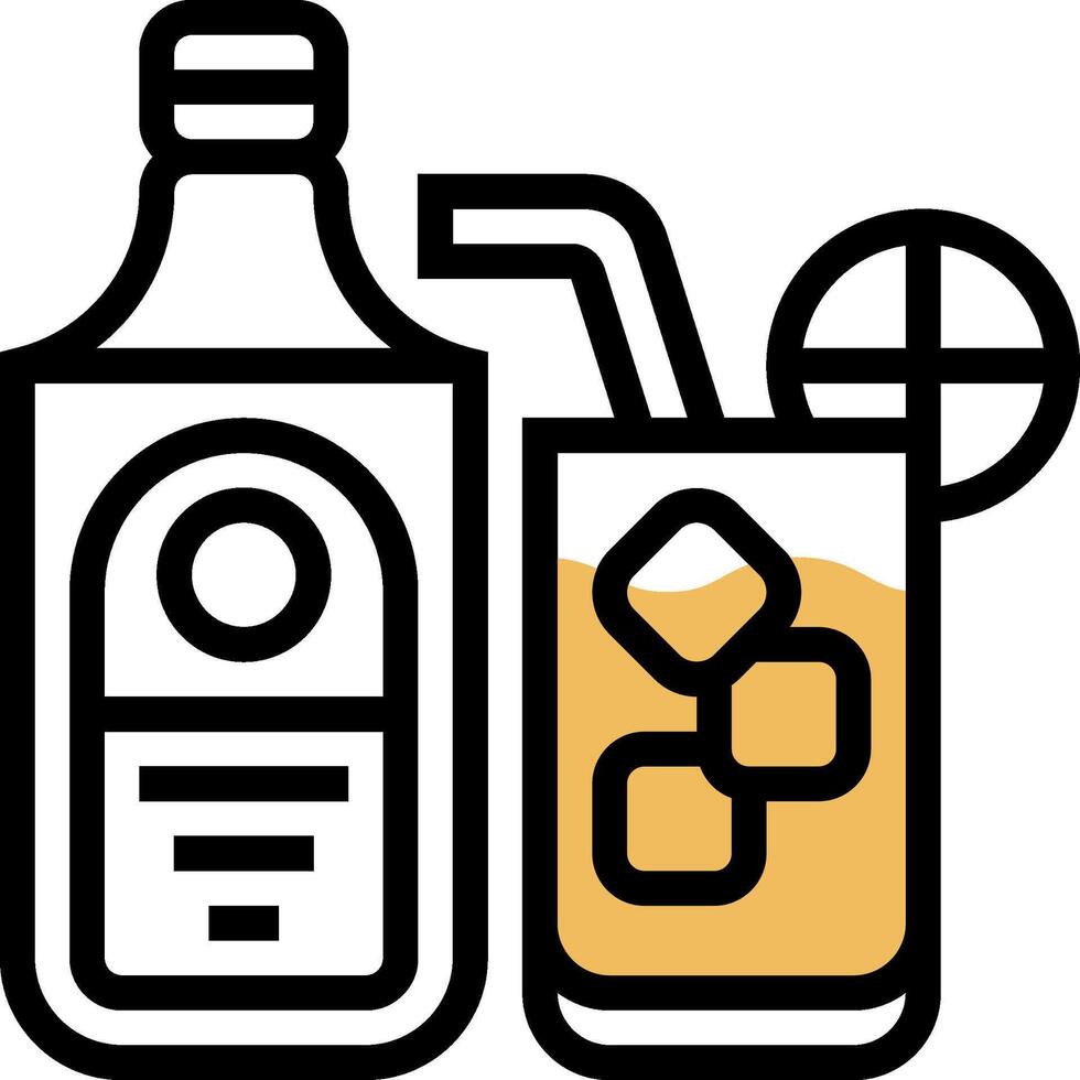 A bottle of whiskey and a glass of whiskey vector