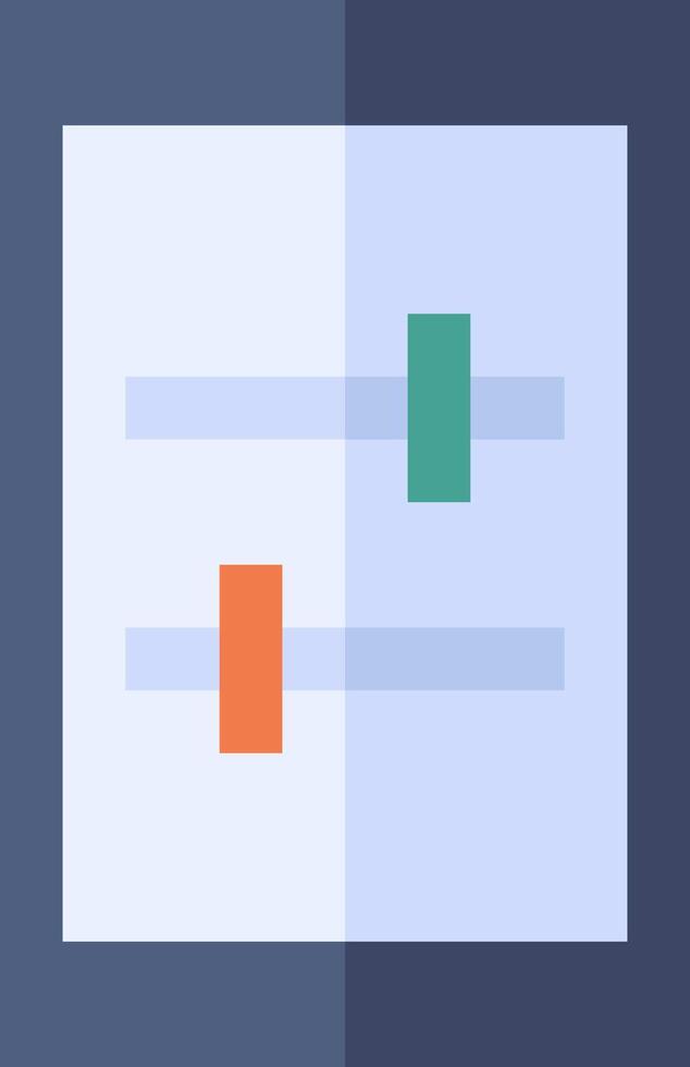 A flat icon of a bar graph with a blue and orange bar vector