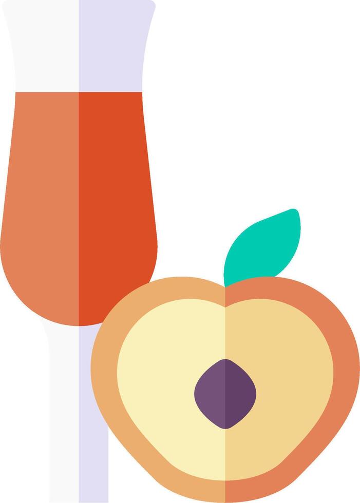 A glass of juice and a peach vector