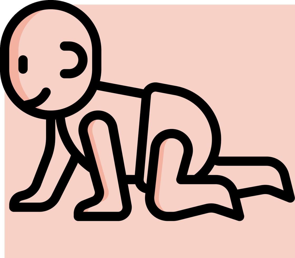 A cartoon baby crawling on the ground vector