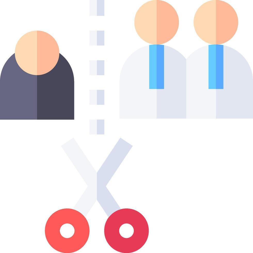 A pair of scissors are cutting through a pair of people vector