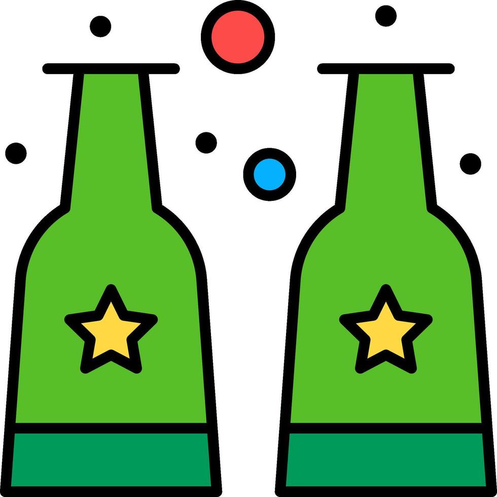 Two green beer bottles with stars on them vector