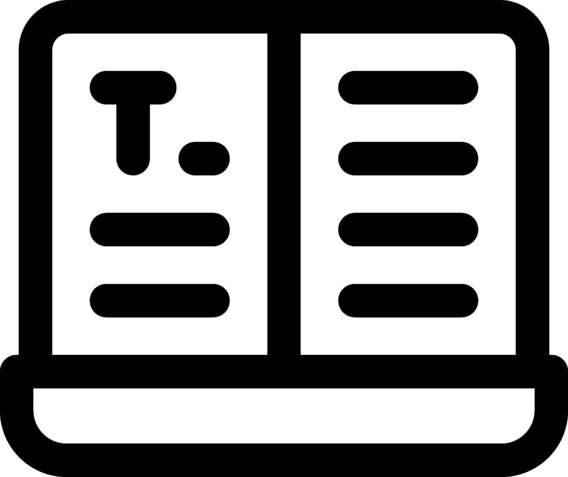 A black and white icon of a book vector
