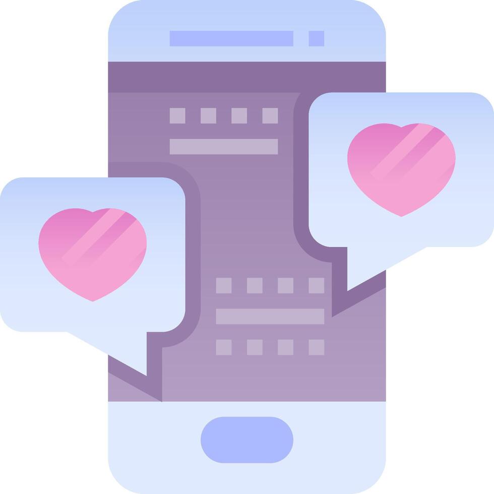 A phone with two hearts on it and two speech bubbles vector