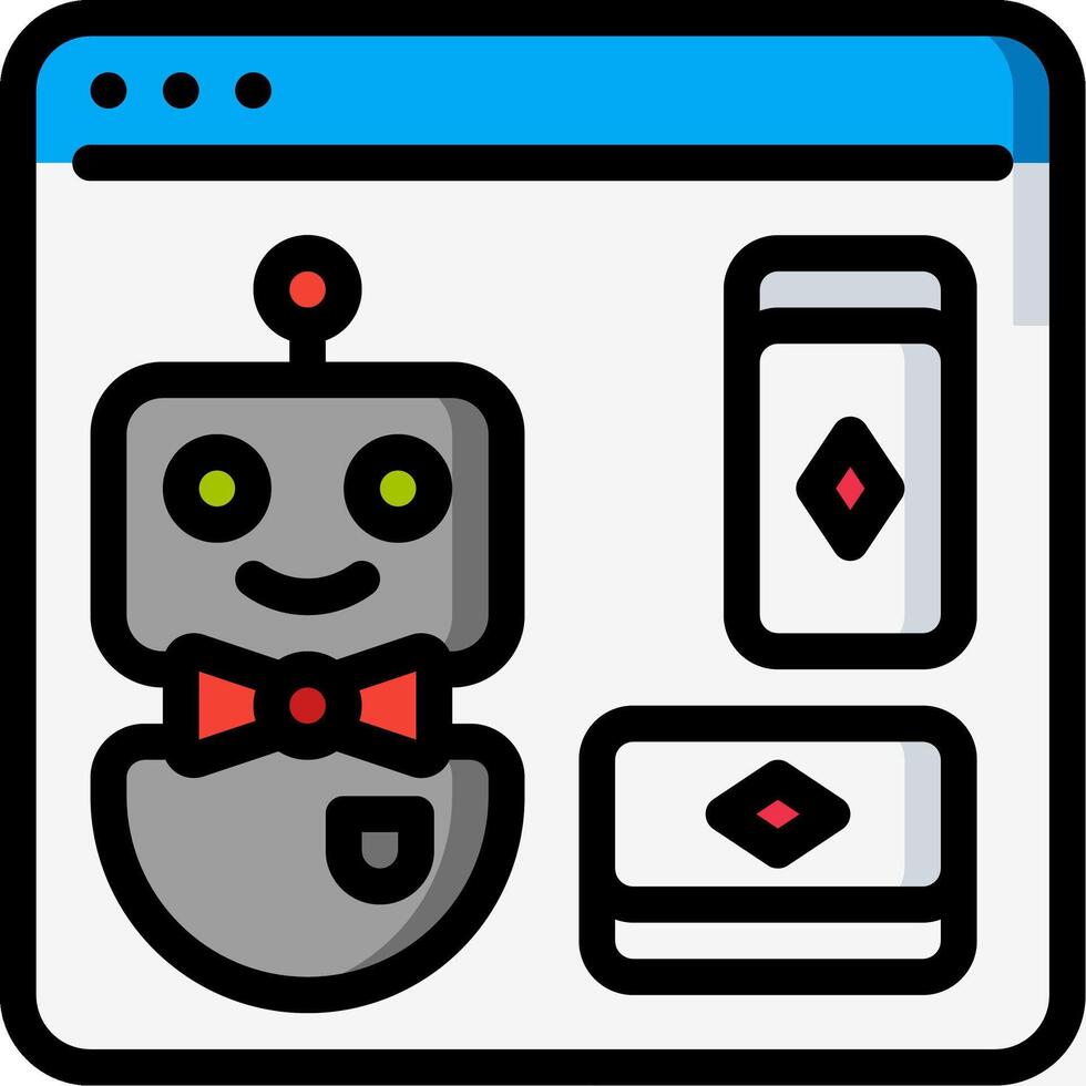 A robot is sitting on a computer screen with a computer mouse vector