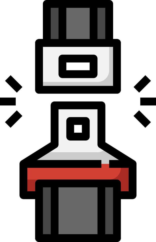 A black and red robot with a red head vector