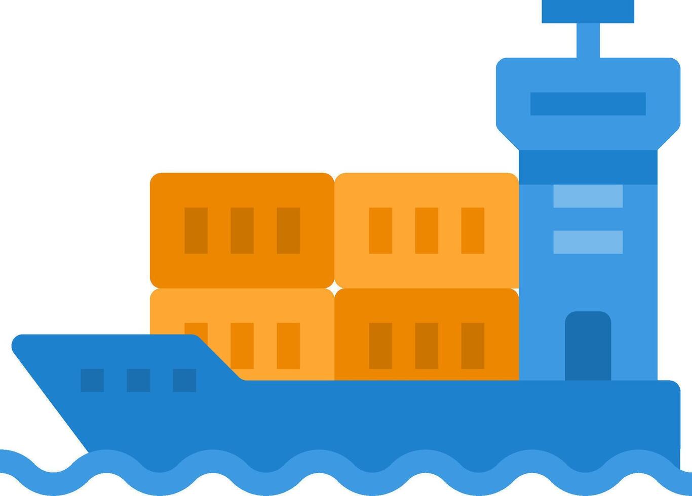 A cargo ship with stacks of boxes on it vector