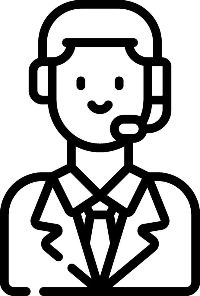 A black and white icon of a man wearing a headset vector