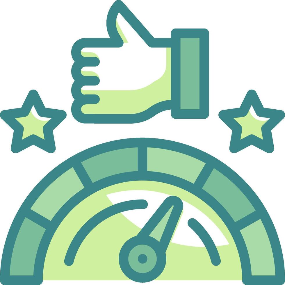 A green meter with a thumbs up and a thumbs down vector