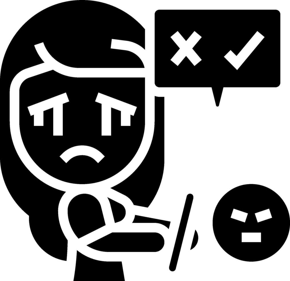 A woman is holding a phone and looking at a computer vector