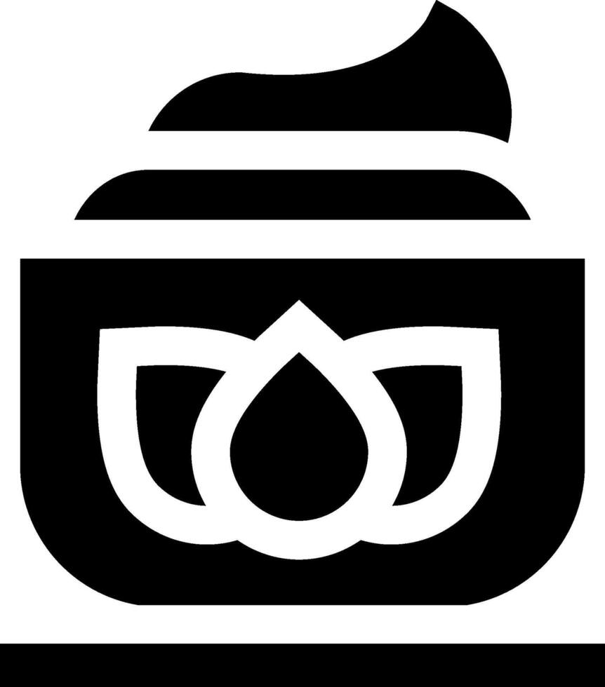 A black and white logo of a jar with a lotus flower vector