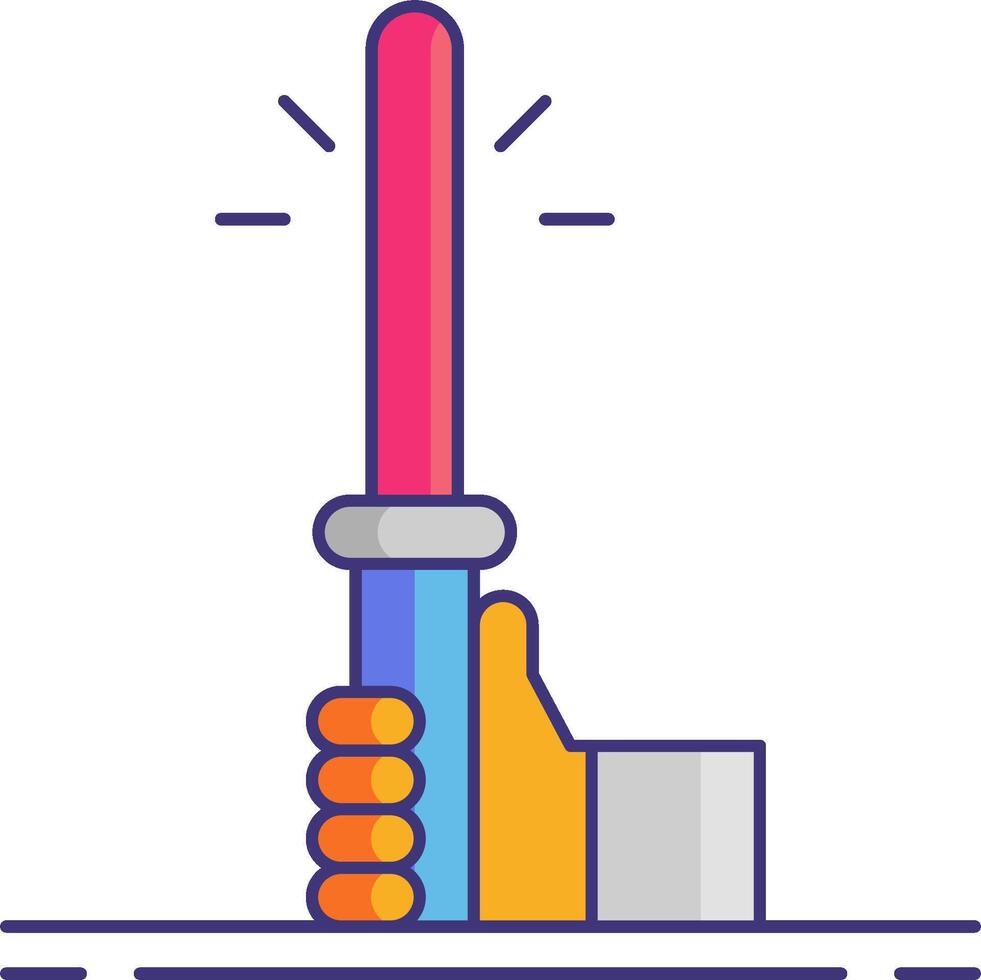 A hand holding a sword with a light saber vector
