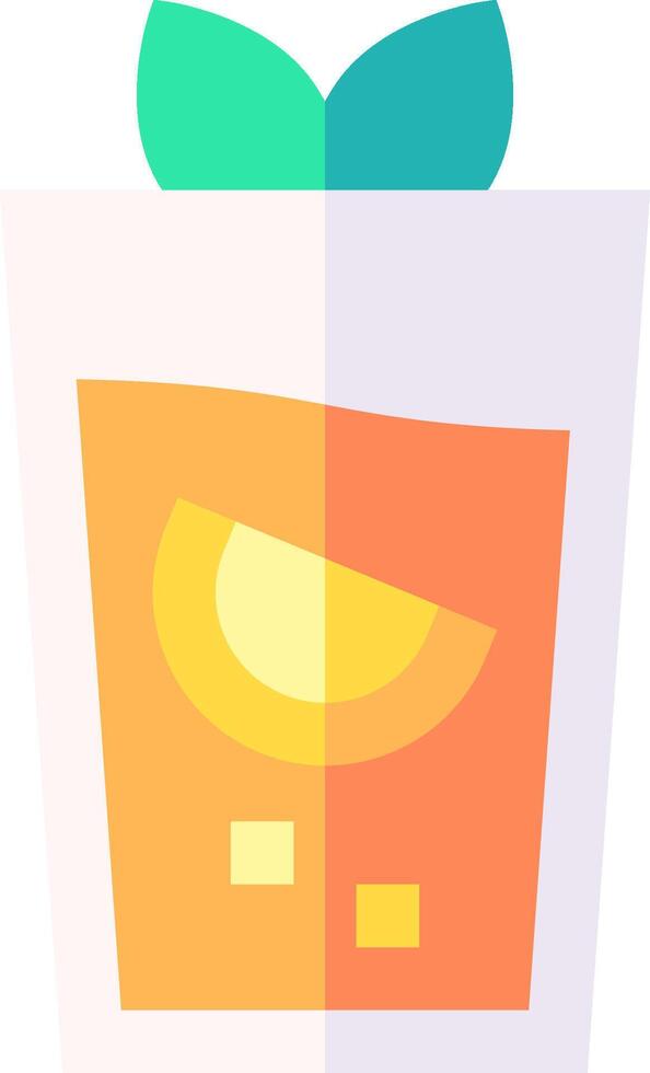 A cup with a slice of orange and a green leaf vector