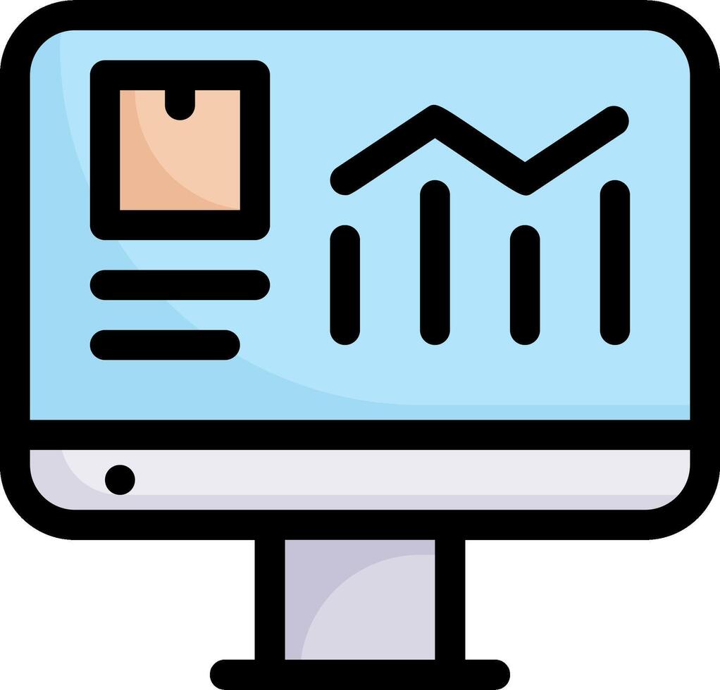 A computer monitor with a graph on it vector