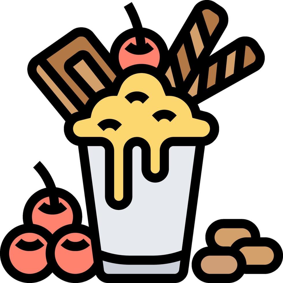 An ice cream sundae with cherries and chocolate vector