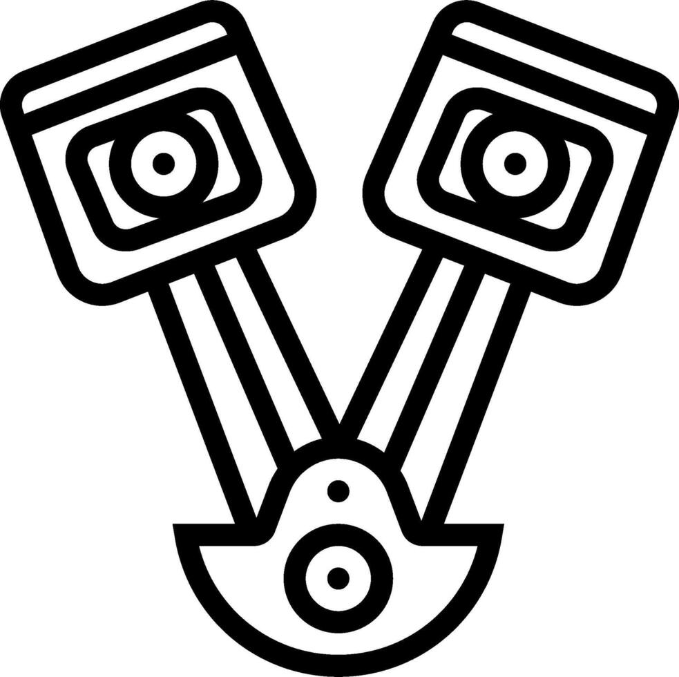 A black and white drawing of two engines vector
