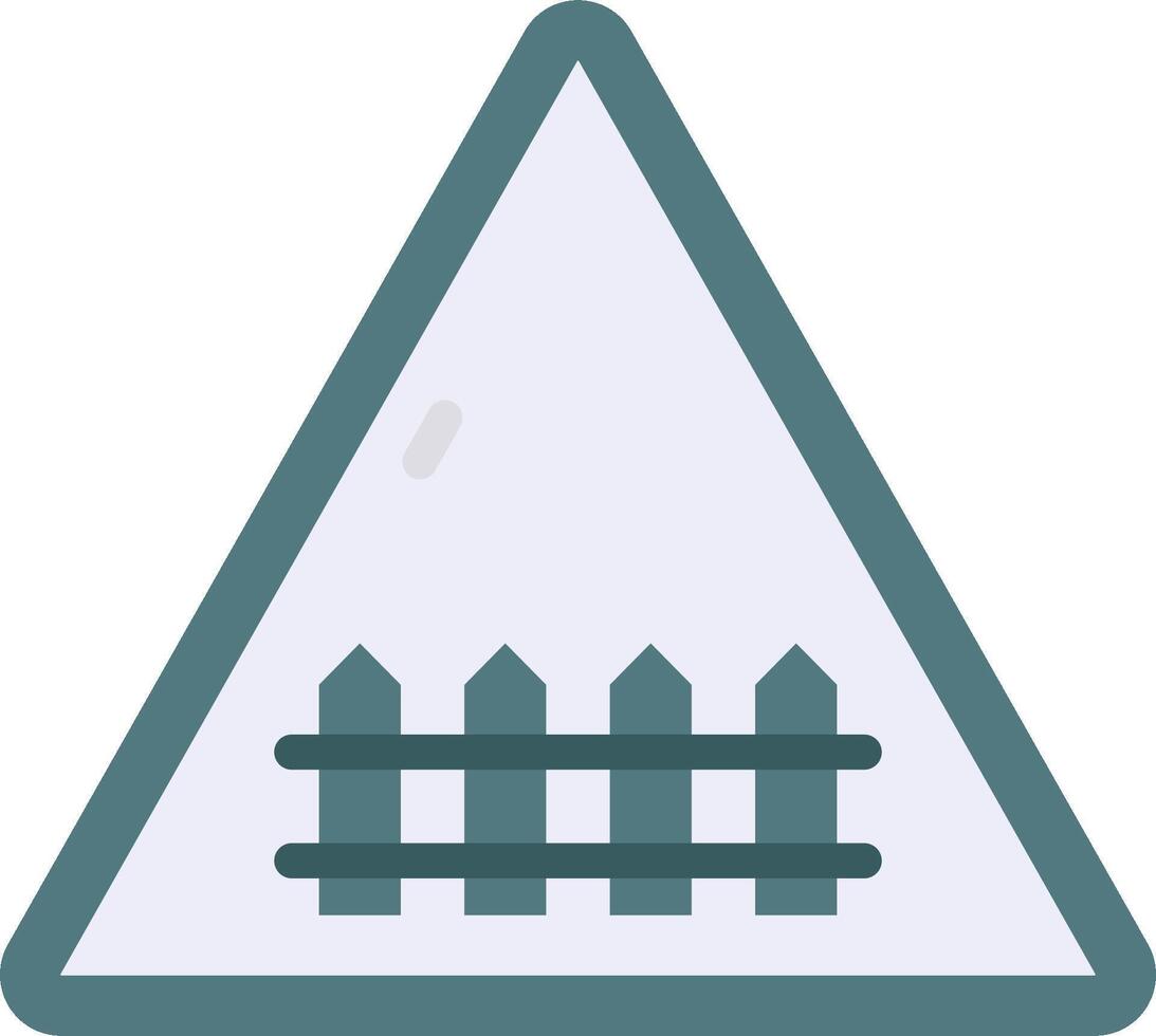 A triangle with a fence and a sign that says railroad crossing vector