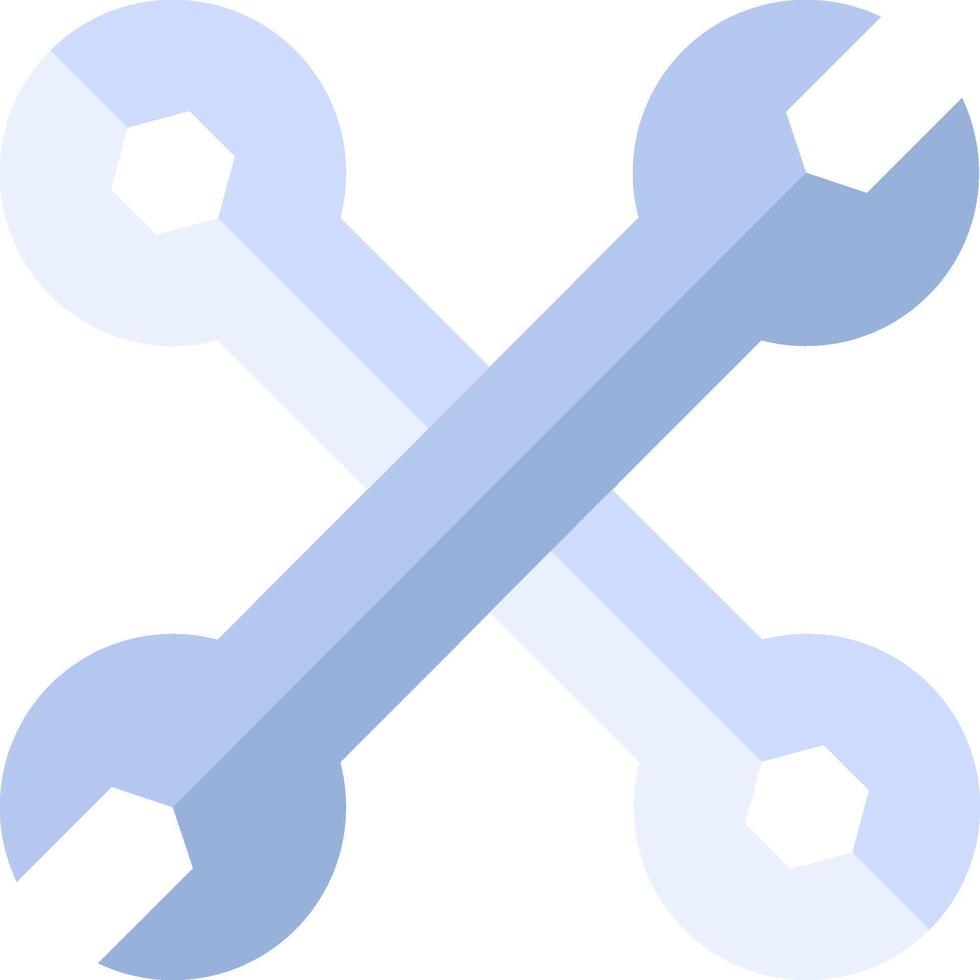 A blue cross with two wrenches on it vector
