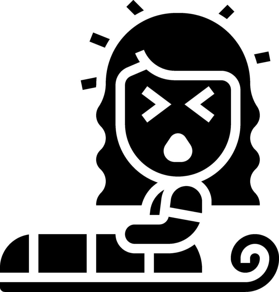 A black and white icon of a woman laying on a bed vector