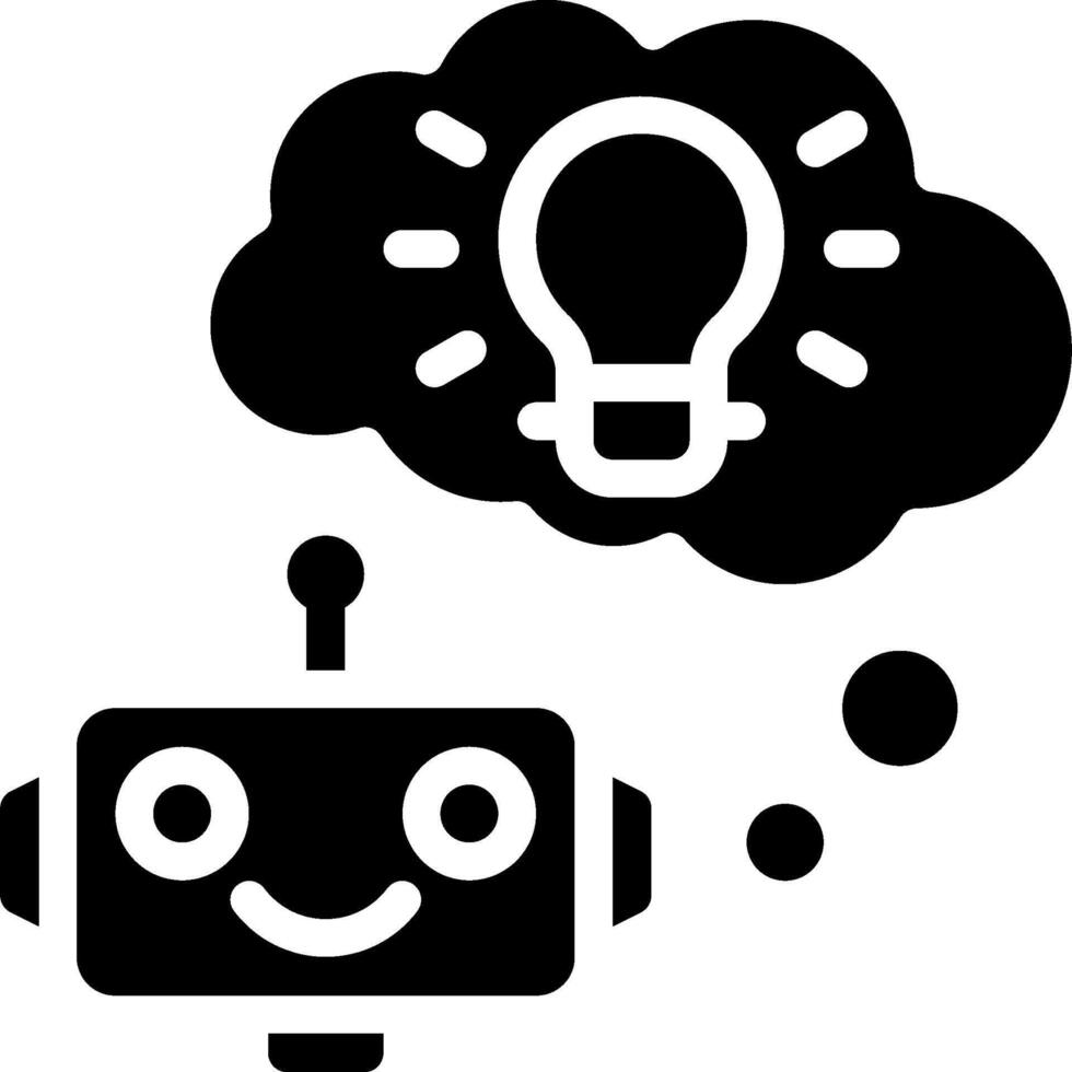 A robot with a light bulb and a cloud vector