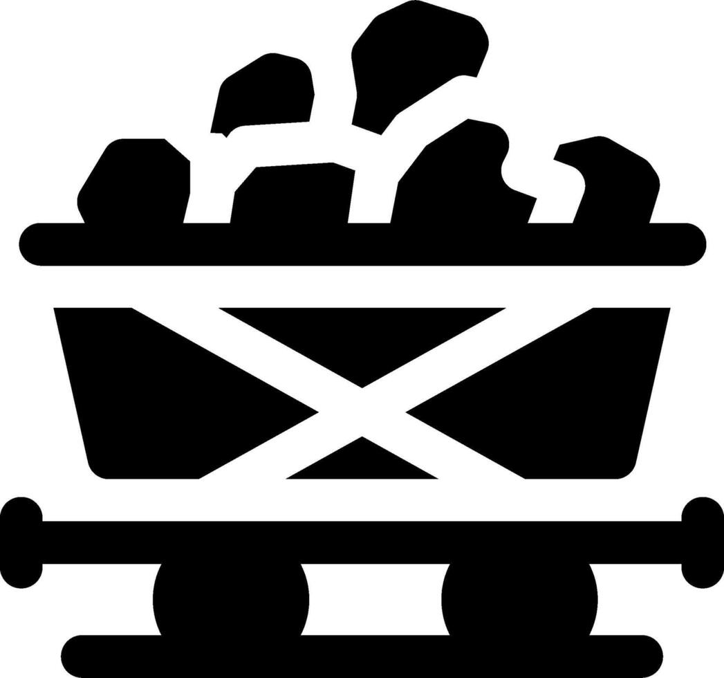 A black and white image of a wagon with coal vector