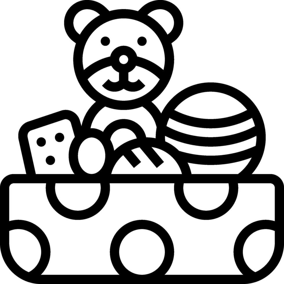 A teddy bear and ball in a box vector