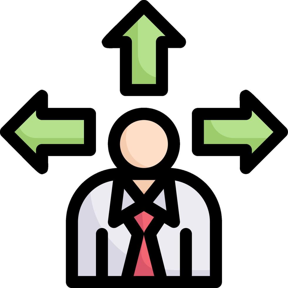 Businessman with arrows pointing to different directions vector