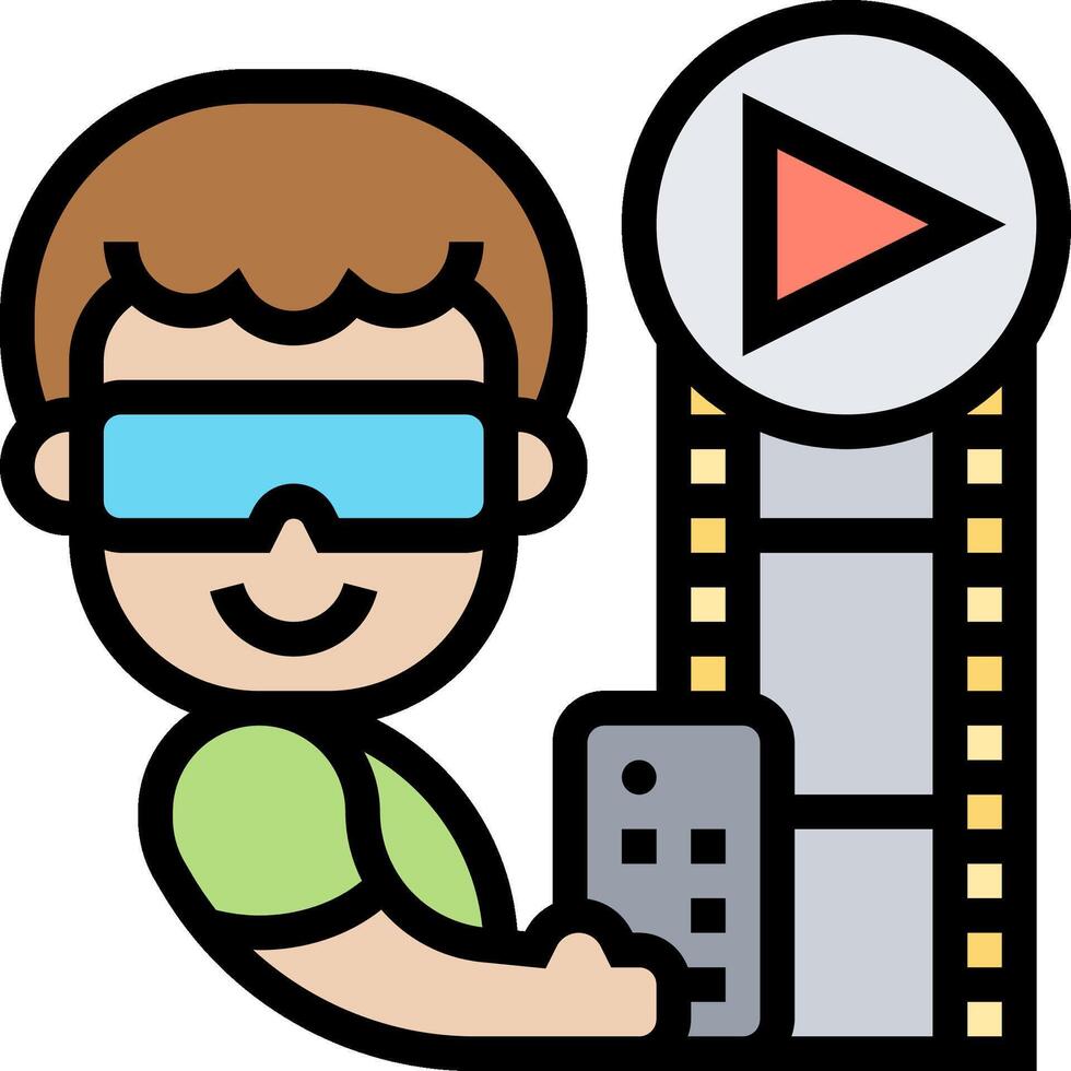 A man wearing glasses and holding a remote control vector