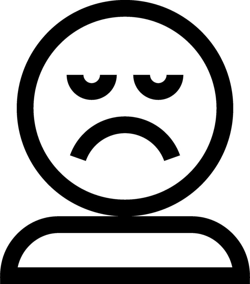 A black and white icon of a sad face vector