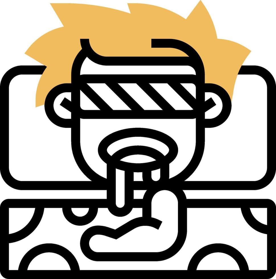 A cartoon man with a blindfold on his face vector