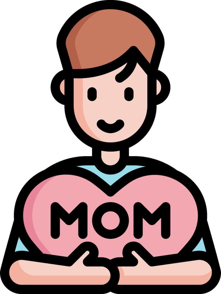 A cartoon man holding a heart shaped mom vector