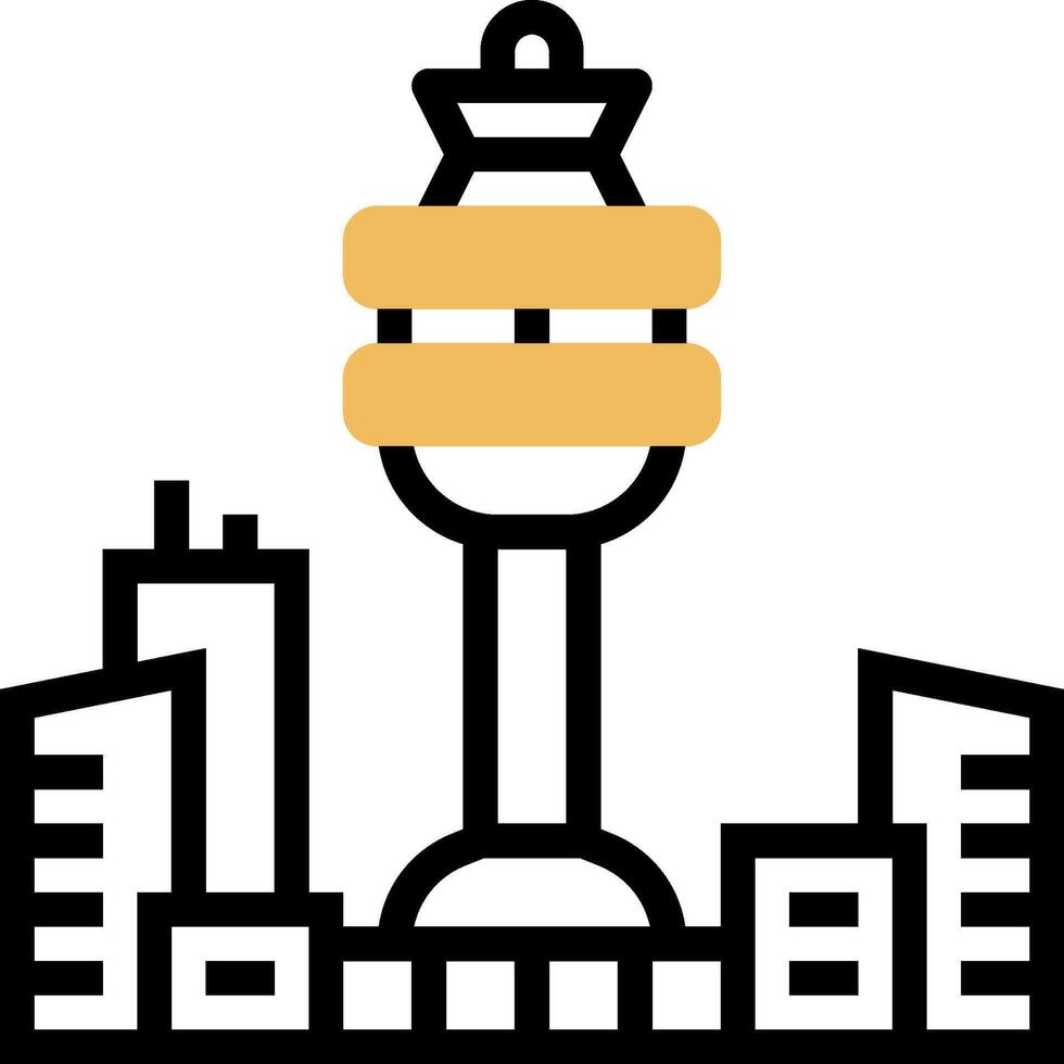 A tower with a clock on top of it vector