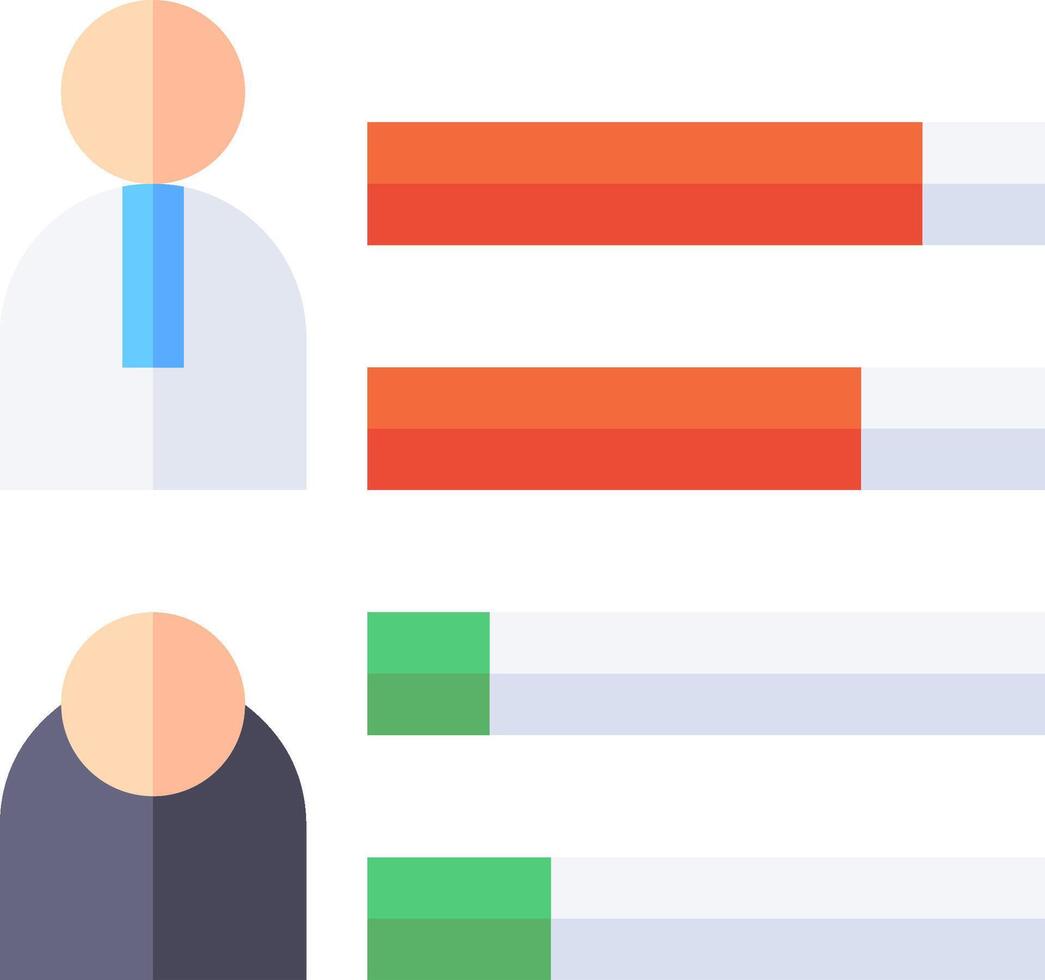 A flat design of a person with a bar chart vector