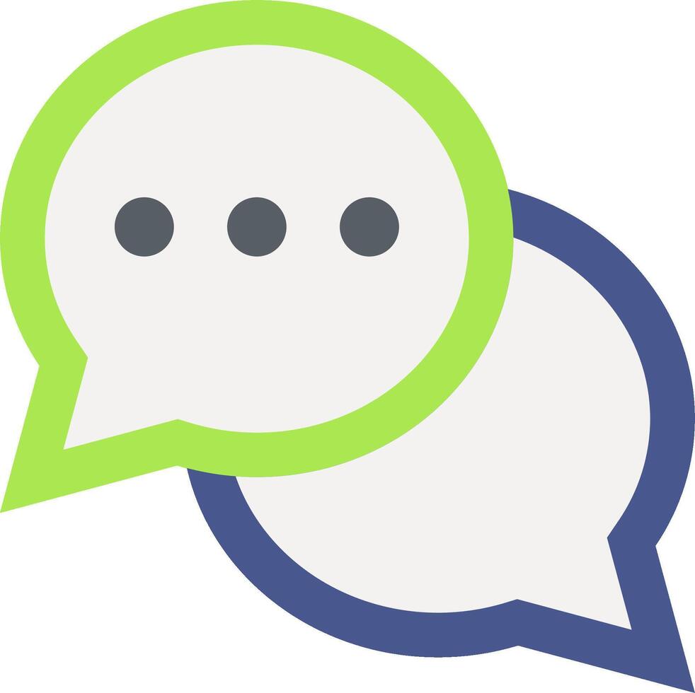 A pair of speech bubbles with a green and blue outline vector